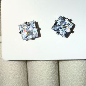 NEW Square Princess Cut CZ Stud Earrings Shiny Clear Stone Jewelry Holiday Gift